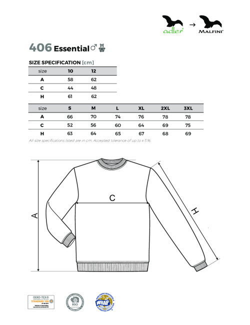 Herren-/Kinder-Sweatshirt Essential 406 Weiß Adler Malfini