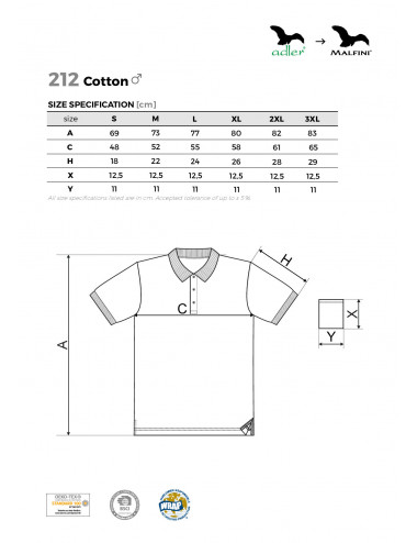 Koszulka polo męska cotton 212 biały Adler Malfini