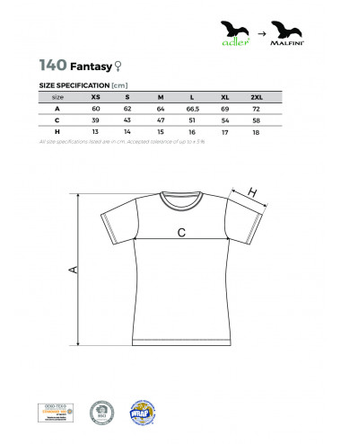 Damen-T-Shirt „Fantasie 140“ in Neonorange „Adler Malfini“.