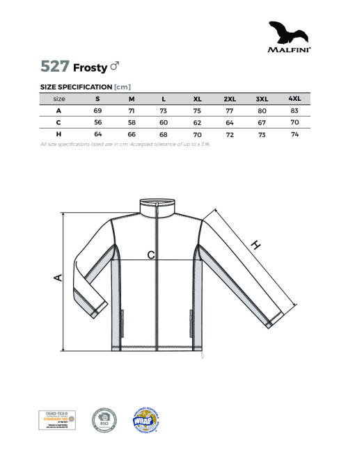Adler MALFINI Herren Fleece Frosty 527 türkise Arbeitskleidung mit Logo-Stickerei