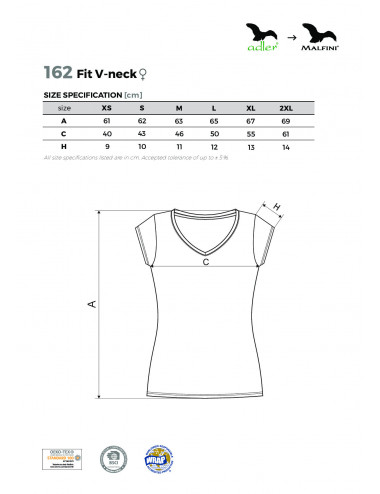 Koszulka damska fit v-neck 162 biały Adler Malfini