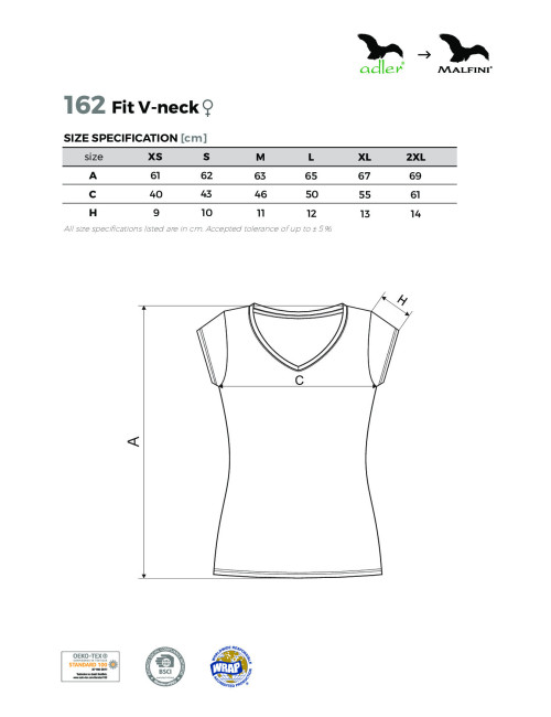 Koszulka damska fit v-neck 162 miętowy Adler Malfini