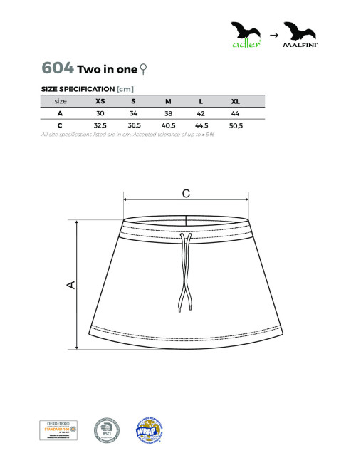 Women`s skirt two in one 604 white Adler Malfini