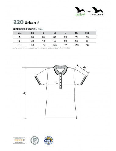 Urban 220 women`s polo shirt white Adler Malfini
