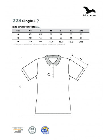Women`s single j polo shirt. 223 white Adler Malfini