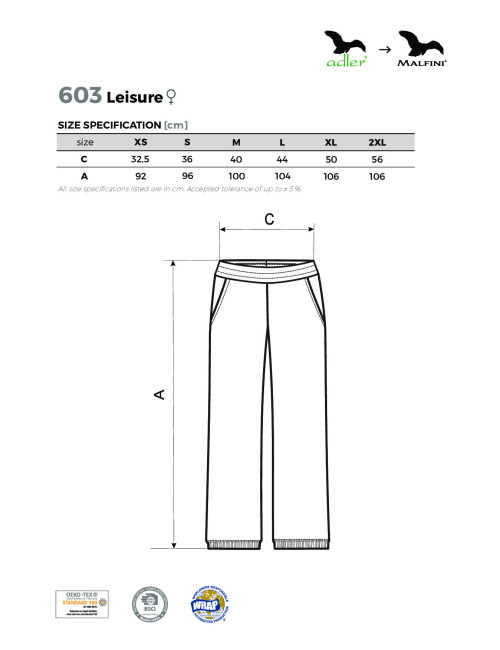 Spodnie dresowe damskie leisure 603 czarny Adler Malfini