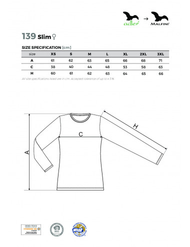 Damen-Slim-T-Shirt 139 uksjowy Adler Malfini