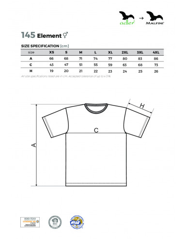 Koszulka unisex element 145 biały Adler Malfini