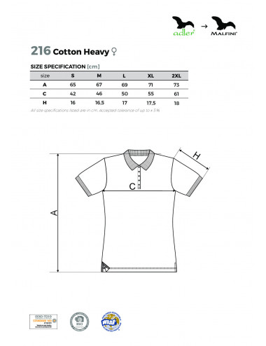Koszulka polo damska cotton heavy 216 biały Adler Malfini