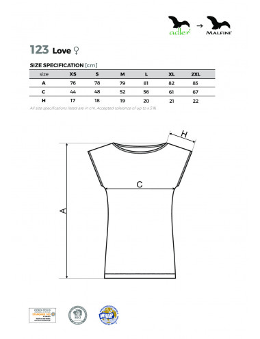 Damen T-Shirt/Kleid Love 123 weiß Adler Malfini