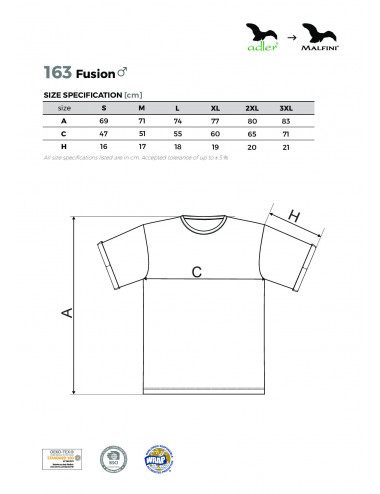 Herren Fusion T-Shirt 163 weiß Adler Malfini