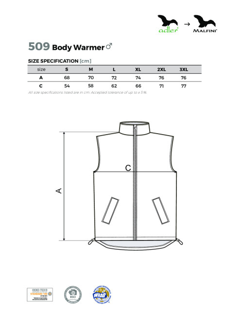 Kamizelka męska body warmer 509 czerwony Adler Malfini