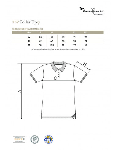 Ladies polo shirt collar up 257 black Adler Malfinipremium