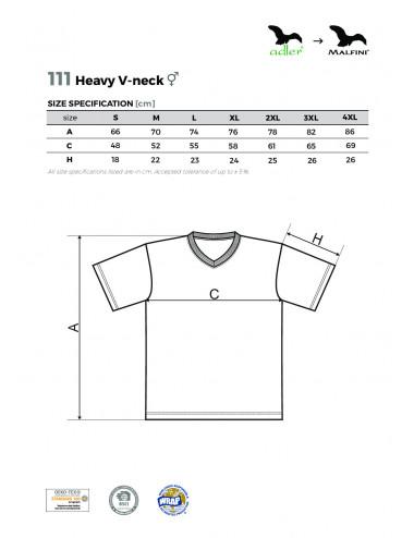 Unisex t-shirt heavy v-neck 111 dark gray melange Adler Malfini