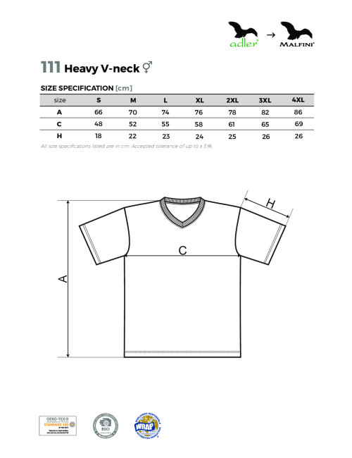 Koszulka unisex heavy v-neck 111 czerwony Adler Malfini