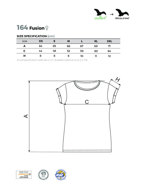 Adler MALFINI Damen T-Shirt Fusion 164 weiß mit eigenem Logo, Stickerei