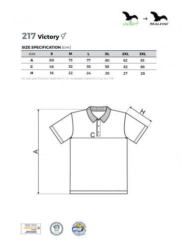Victory 217 unisex polo shirt white Adler Malfini