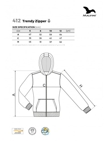 Children`s sweatshirt trendy zipper 412 cornflower blue Adler Malfini
