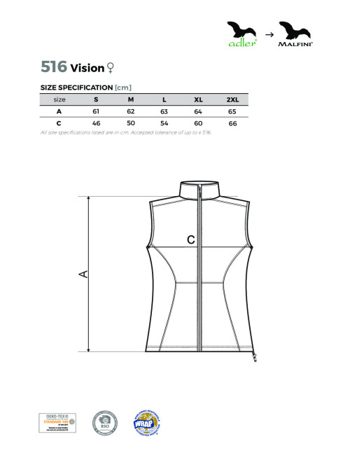 Softshell women`s vest vision 516 black Adler Malfini