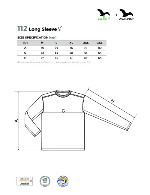 Unisex-Langarm-T-Shirt 112 dunkelgrau meliert Adler Malfini