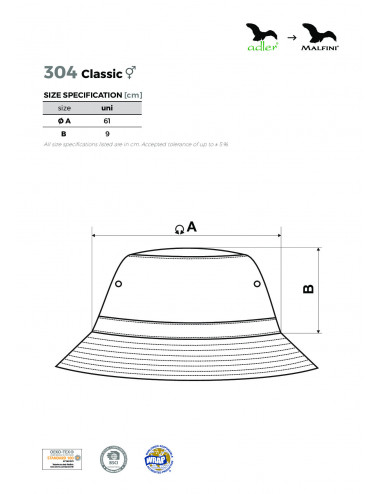 Unisex klassischer Hut 304 weiß Adler Malfini