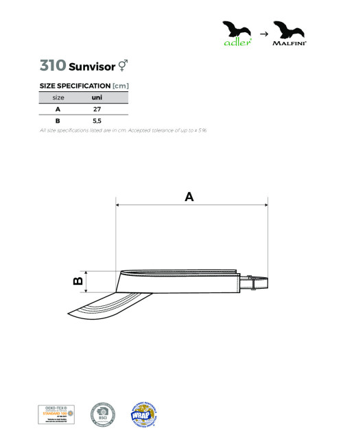 Unisex-Sonnenblende 310 gelb Adler Malfini