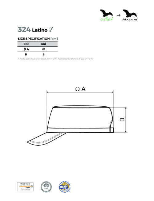 Unisex-Latino-Mütze 324 kornblumenblau Adler Malfini