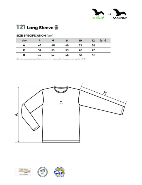Koszulka dziecięca long sleeve 121 czerwony Adler Malfini