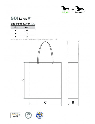 Unisex shopping bag carry 901 natural Adler Malfini