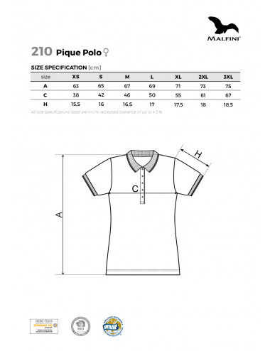 Damen-Poloshirt Pique Polo 210 Azure Adler Malfini