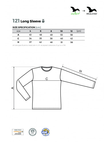 Children`s t-shirt fit-t ls 121 dark gray melange Adler Malfini
