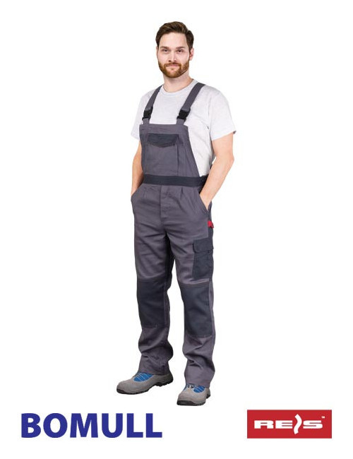 Lange Latzhose, verstellbare Hosenträger, Gummibänder an den Seiten, zum Besticken