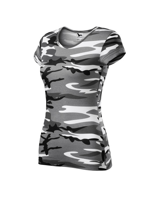 Adler MALFINI Women`s T-shirt Camo Pure C22 camouflage gray logo embroidery