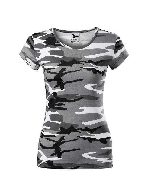 Adler MALFINI Women`s T-shirt Camo Pure C22 camouflage gray logo embroidery