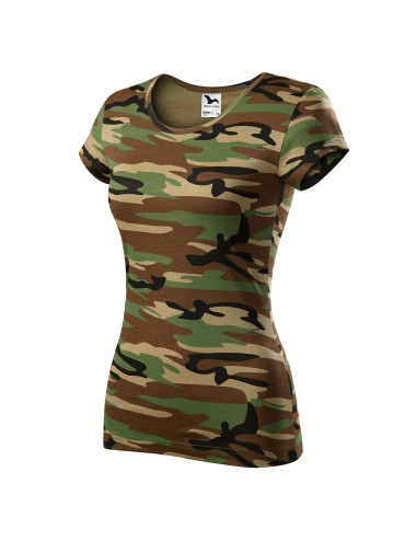 Adler MALFINI Damen T-Shirt Camo Pure C22 tarnbraune Logo-Stickerei