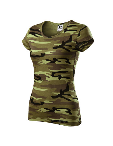Adler MALFINI Damen T-Shirt Camo Pure C22 tarngrüne Logo-Stickerei