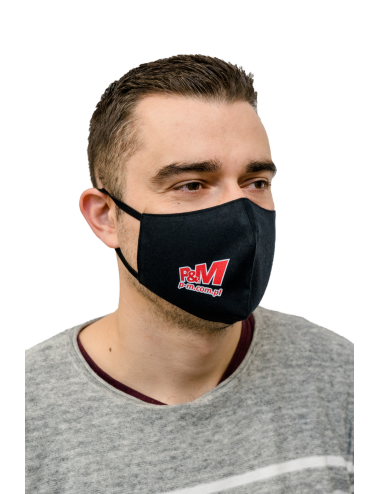 Maska Maseczka Męska profilowana bawełniana czarna z twoim logo full color