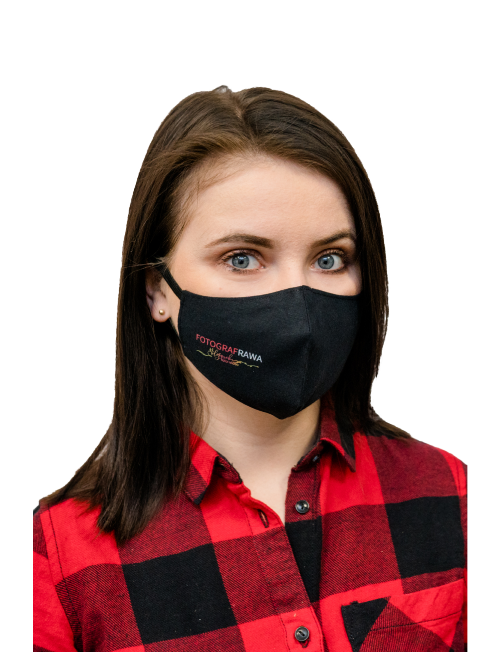 Maska Maseczka Damska profilowana bawełniana czarna z twoim logo full color