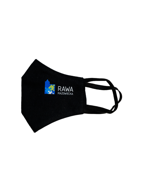 Protective Mask Black profiled mask with the company logo DTG printing