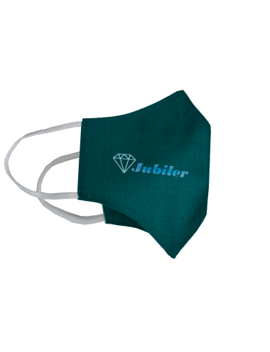 Women`s profiled green cotton mask with your full color logo