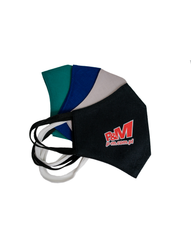 Women`s profiled navy blue cotton mask with your full color logo