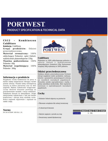The COLDSTORE CS-12 coverall is perfect for working in a freezer or cold store. Protection up to -40 degrees Celsius!