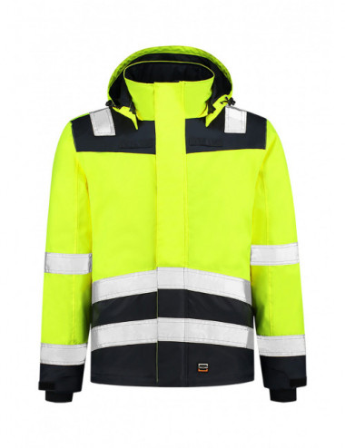 Unisex work jacket midi parka high vis bicolor t51 fluorescent yellow Adler Tricorp