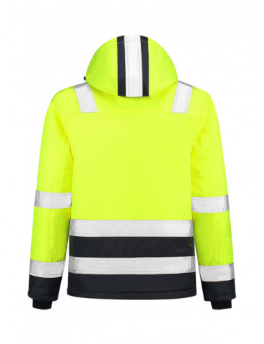 Unisex work jacket midi parka high vis bicolor t51 fluorescent yellow Adler Tricorp
