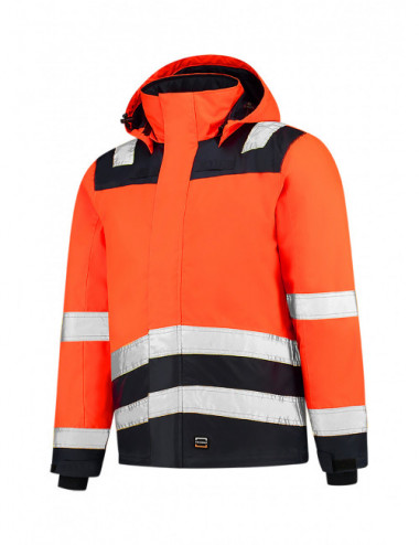 Unisex work jacket midi parka high vis bicolor t51 fluorescent orange Adler Tricorp
