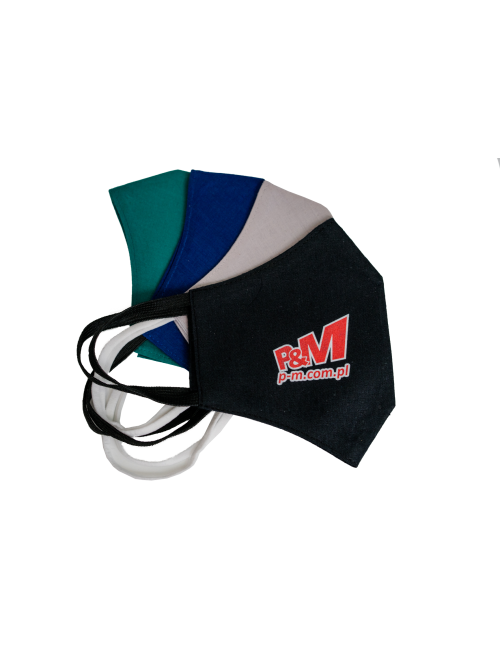 Maske Werbemaske mit Logo, Herrenblau, verschiedene Druckfarben