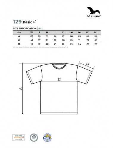 Herren Basic T-Shirt 129 Mandarine Adler Malfini