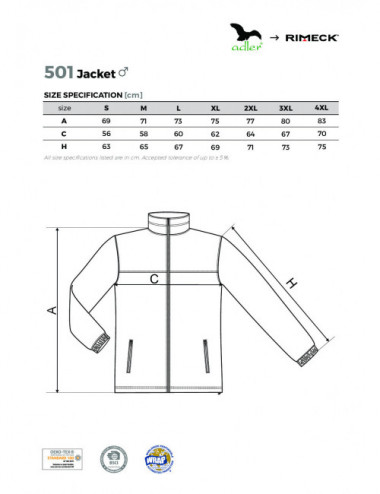 Klassisches Fleece-Sweatshirt für Herren, 280 g, Jacke 501 Azure Rimeck