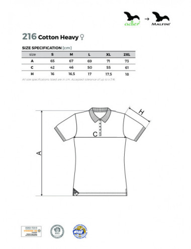 Koszulka polo damska cotton heavy 216 ciemnoszary melanż Adler Malfini