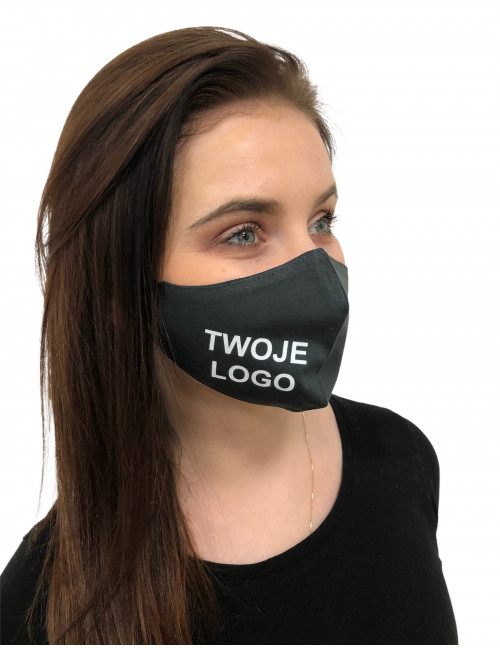 Damenmaske, profilierte Baumwolle, Schutzmaske aus Graphit mit Ihrem vollfarbigen Logo